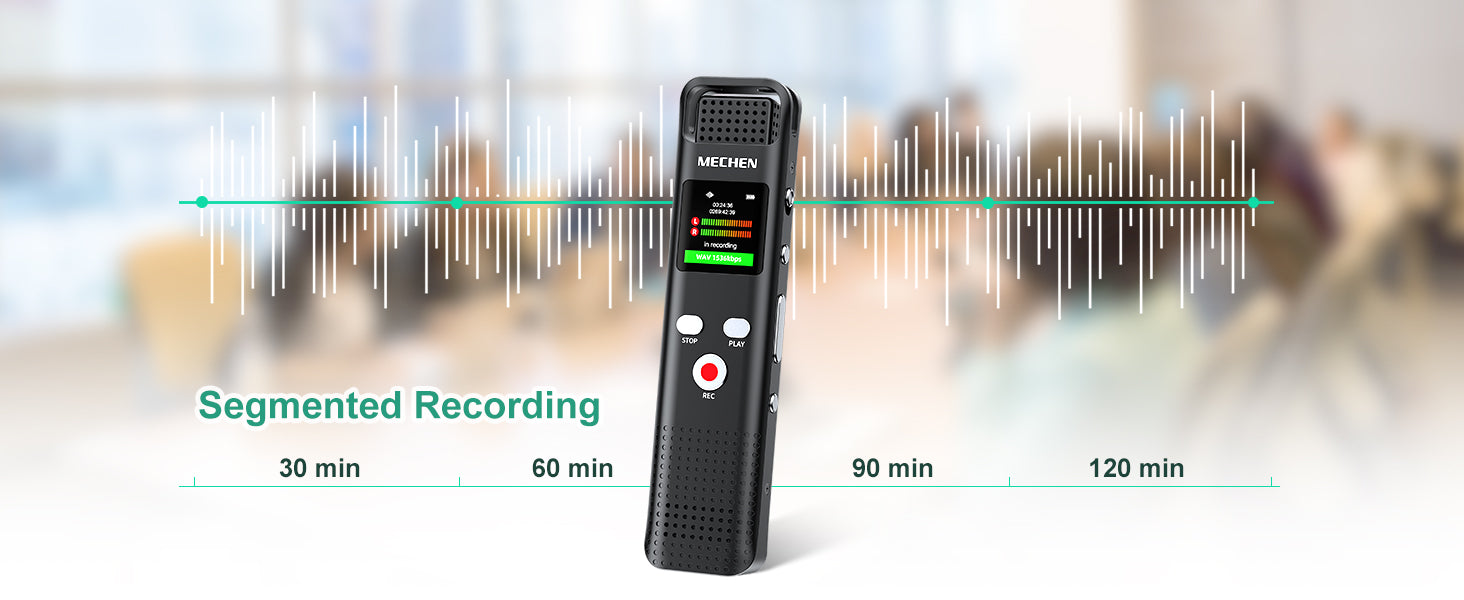 64GB Digital Voice Recorder Voice Activated Audio Recorder for Lectures Meetings - MECHEN 1536Kbps Small Rechargeable Dictaphone
