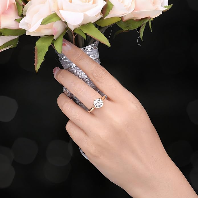 925 Sterling Silver D Color 6-Claw Moissanite Solitaire Ring