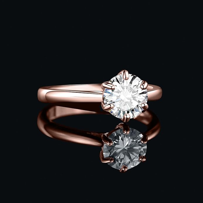 925 Sterling Silver D Color 6-Claw Moissanite Solitaire Ring