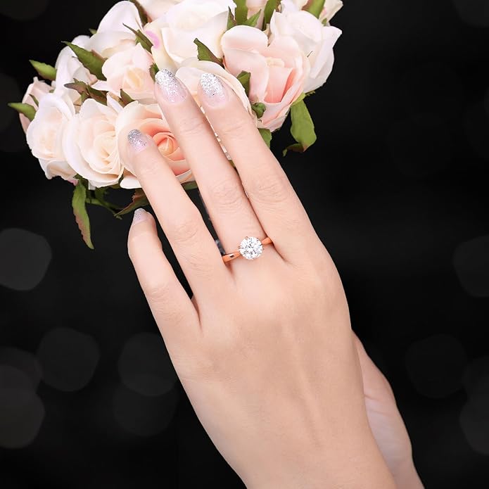 925 Sterling Silver D Color 6-Claw Moissanite Solitaire Ring