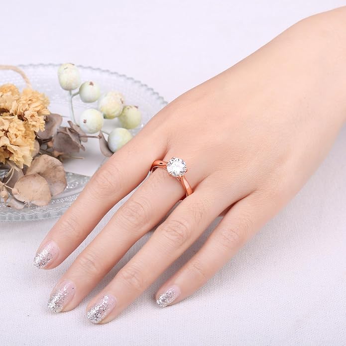925 Sterling Silver D Color 6-Claw Moissanite Solitaire Ring