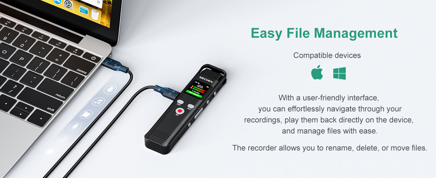 64GB Digital Voice Recorder Voice Activated Audio Recorder for Lectures Meetings - MECHEN 1536Kbps Small Rechargeable Dictaphone