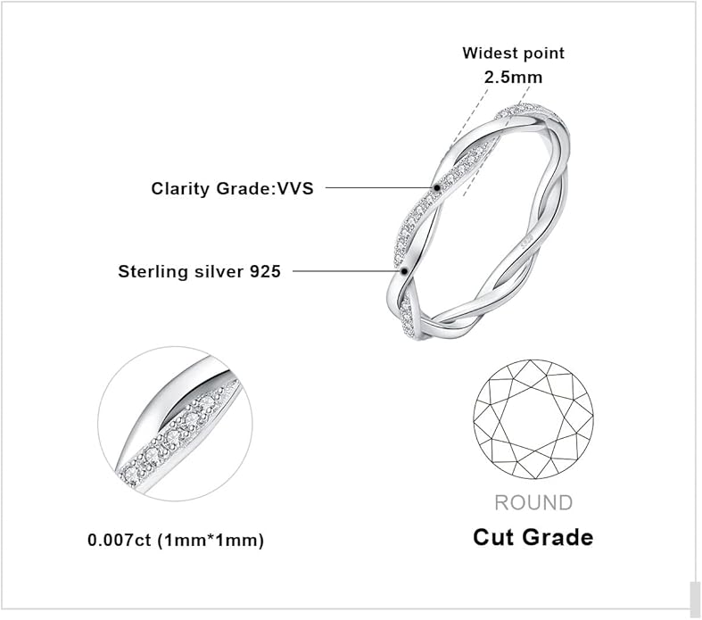 Moissanite Twisted Rope Rotating Infinity Ring