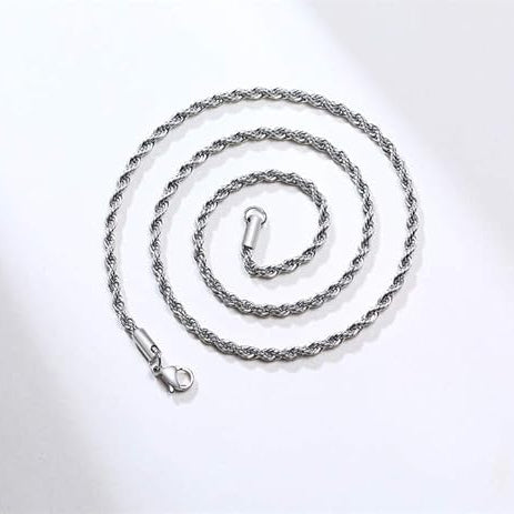 Stainless Steel Cuban Link and Rope Chain Necklace