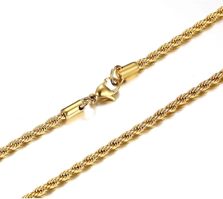Stainless Steel Cuban Link and Rope Chain Necklace