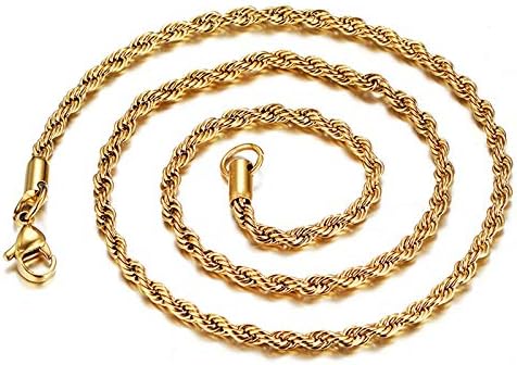 Stainless Steel Cuban Link and Rope Chain Necklace