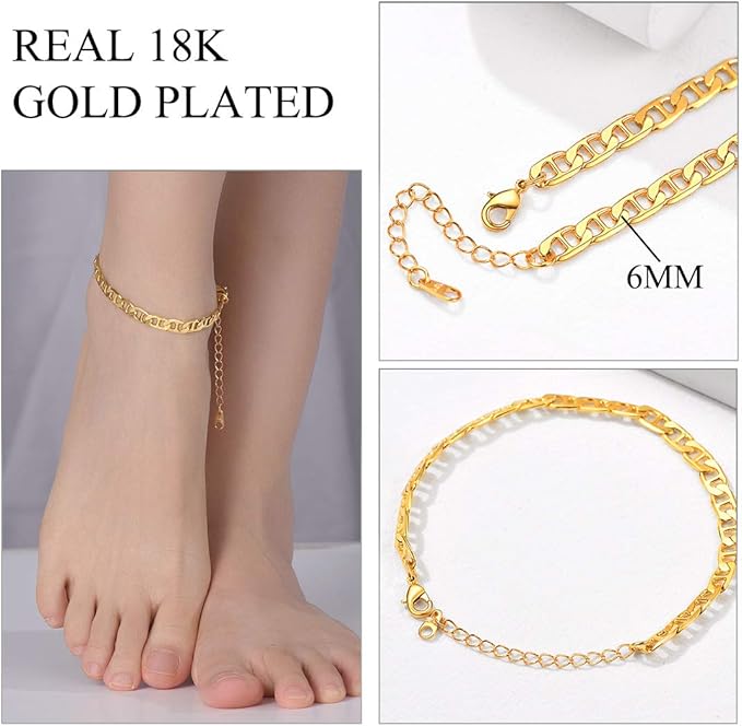 Stainless Steel Multi-Style Anchor and Curb Chain Anklet