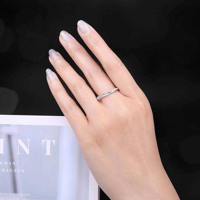 Moissanite Twisted Rope Rotating Infinity Ring