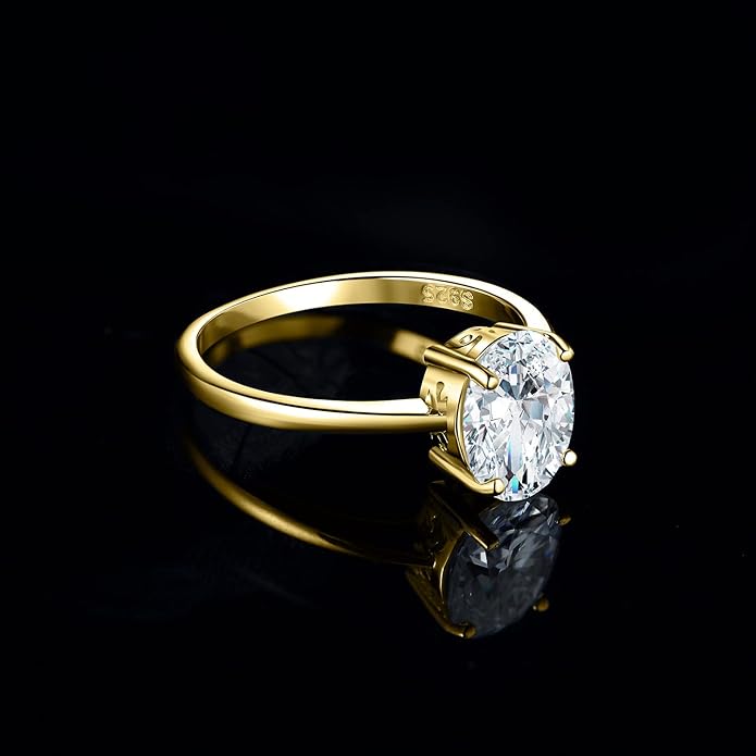 925 Sterling Silver Oval Cut Cubic Zirconia Solitaire Ring