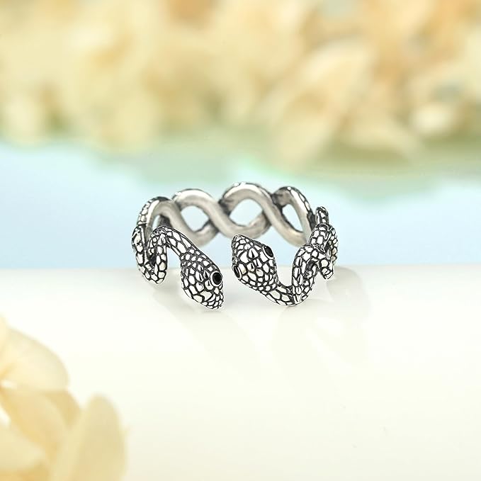 Snake Ring Sterling Silver S925 Adjustable Open Ring