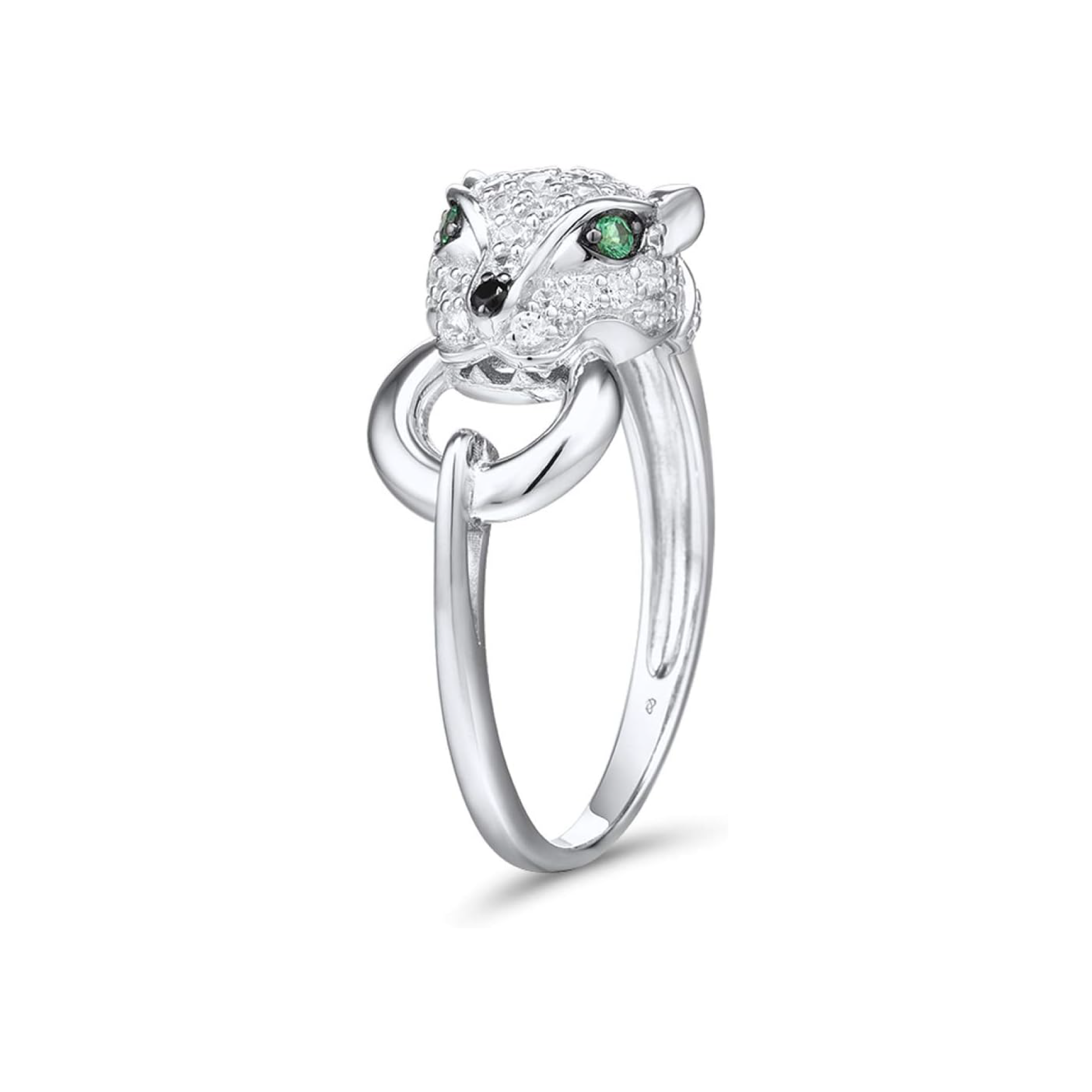 925 Sterling Silver Green Spinel Panther Ring