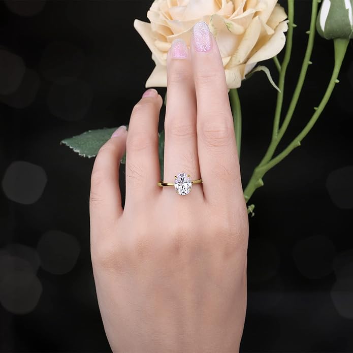 925 Sterling Silver Oval Cut Cubic Zirconia Solitaire Ring