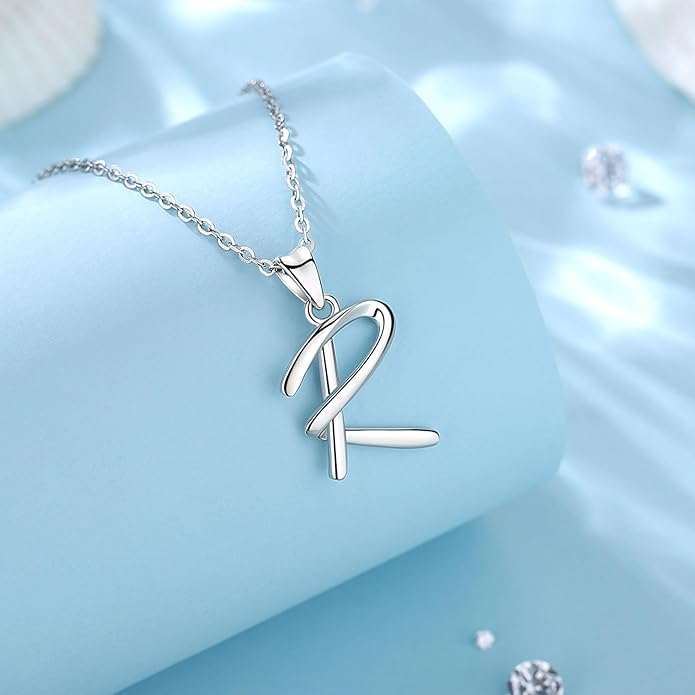 925 Sterling Silver Initial Letter Pendant Necklace