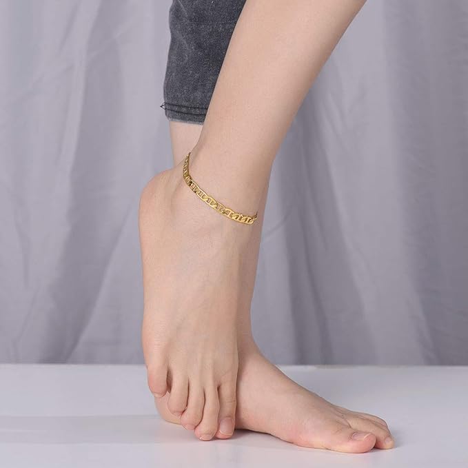 Stainless Steel Multi-Style Anchor and Curb Chain Anklet