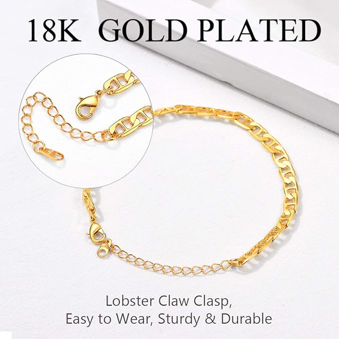 Stainless Steel Multi-Style Anchor and Curb Chain Anklet