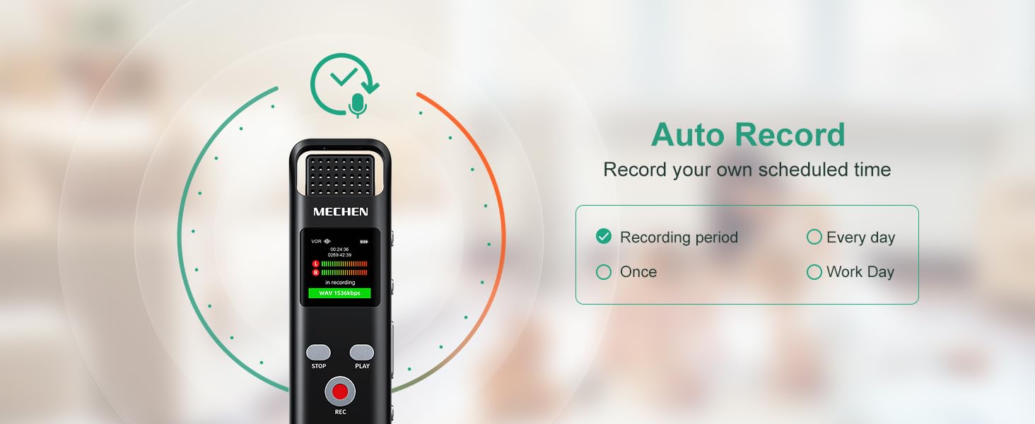 64GB Digital Voice Recorder Voice Activated Audio Recorder for Lectures Meetings - MECHEN 1536Kbps Small Rechargeable Dictaphone