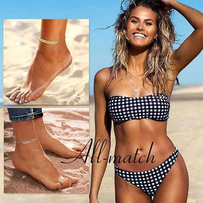 Stainless Steel Multi-Style Anchor and Curb Chain Anklet
