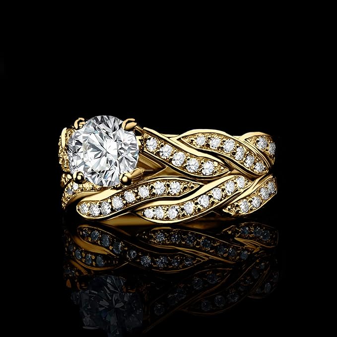 925 Sterling Silver Infinity Round Cut Zirconia Ring Set