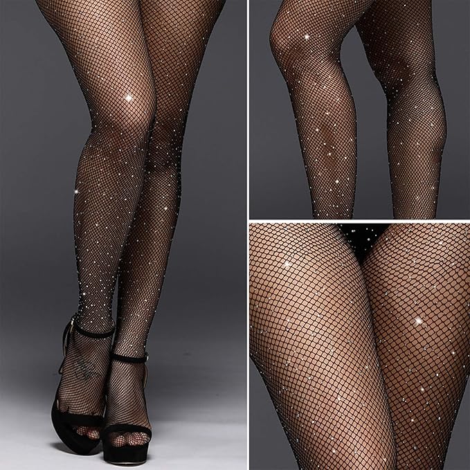 Rhinestone Diamond Fishnet Mesh Tights for Summer Luxury