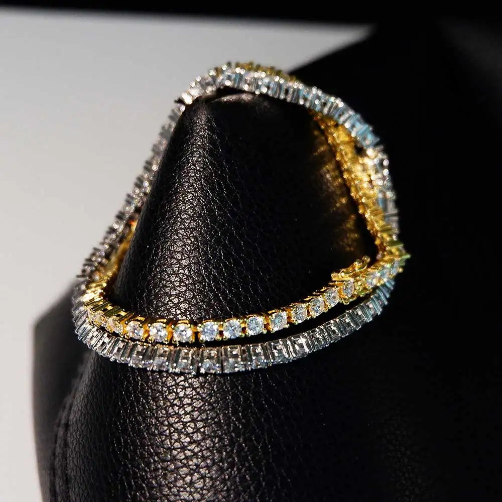 Iced Out 3-6mm Tennis Chain Gold and Silver CZ Bracelet / Necklace