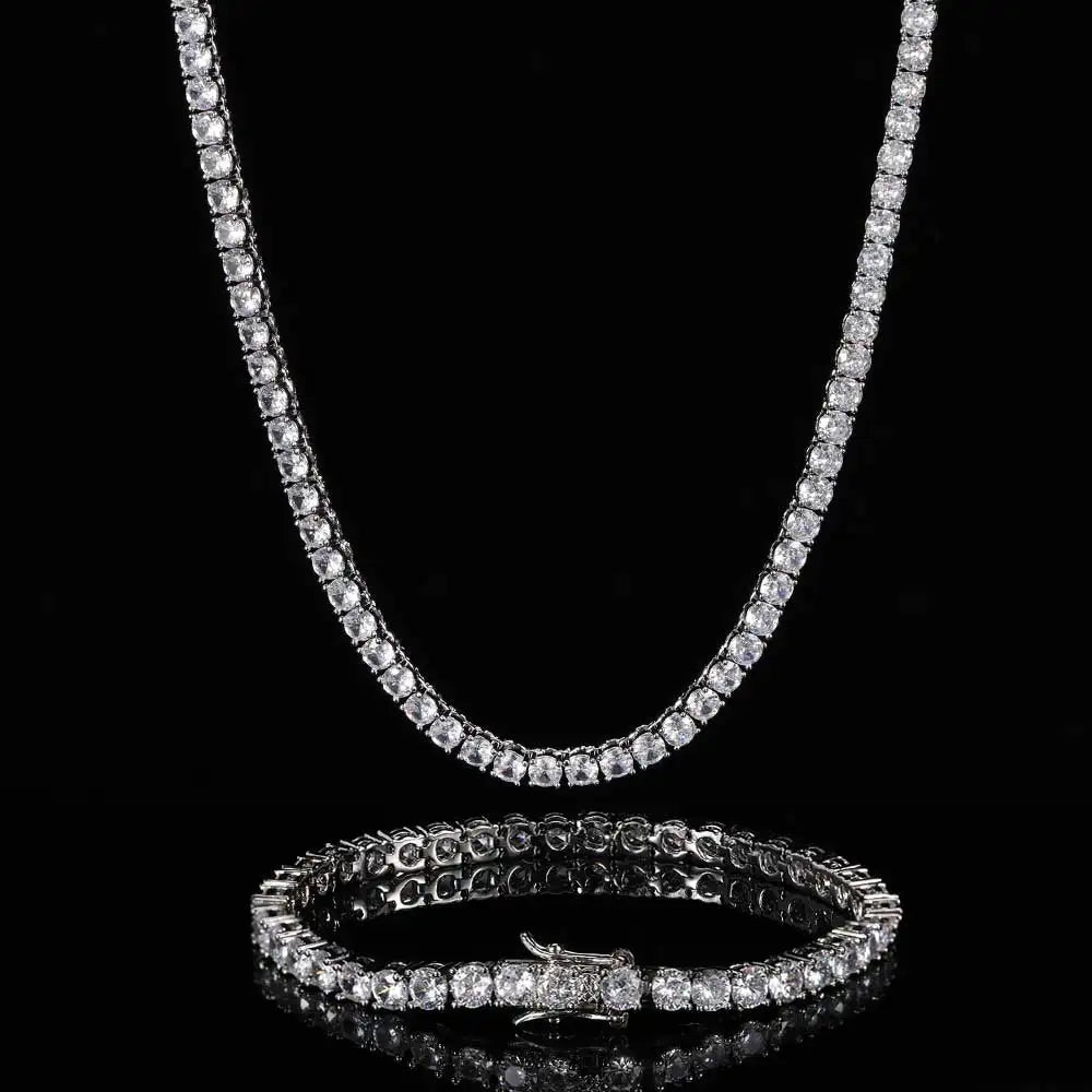 Iced Out 3-6mm Tennis Chain Gold and Silver CZ Bracelet / Necklace