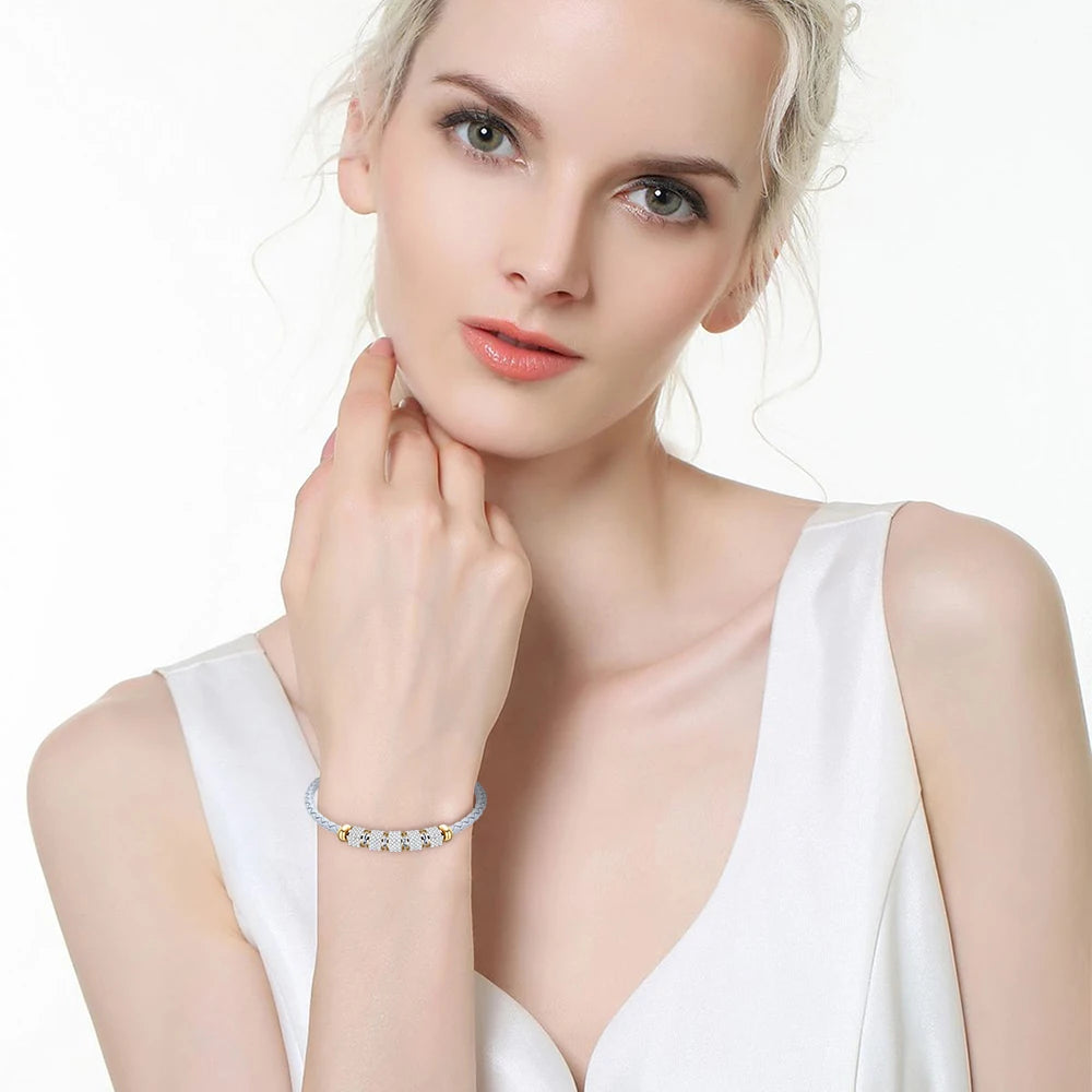 Leather Rope Stainless Steel Magnet Clasp Charm Bracelet Gold Silver