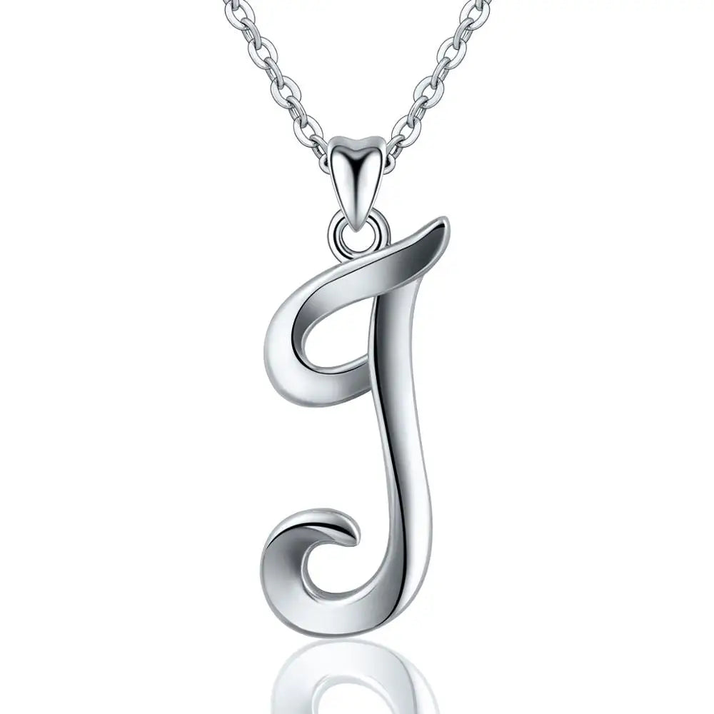 925 Sterling Silver Initial Letter Pendant Necklace