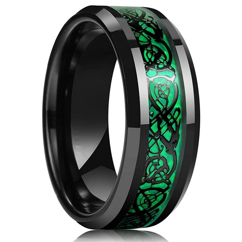 8mm Brushed Stainless Steel Step Edge Ring Multi-Color Collection