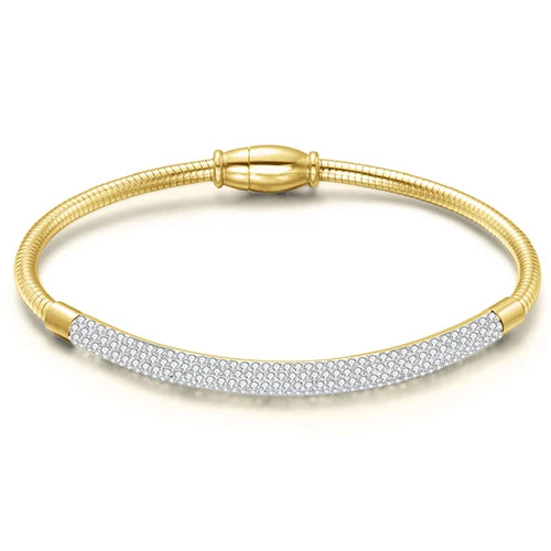 Leather Rope Stainless Steel Magnet Clasp Charm Bracelet Gold Silver