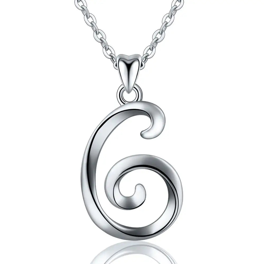 925 Sterling Silver Initial Letter Pendant Necklace