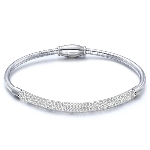 Leather Rope Stainless Steel Magnet Clasp Charm Bracelet Gold Silver