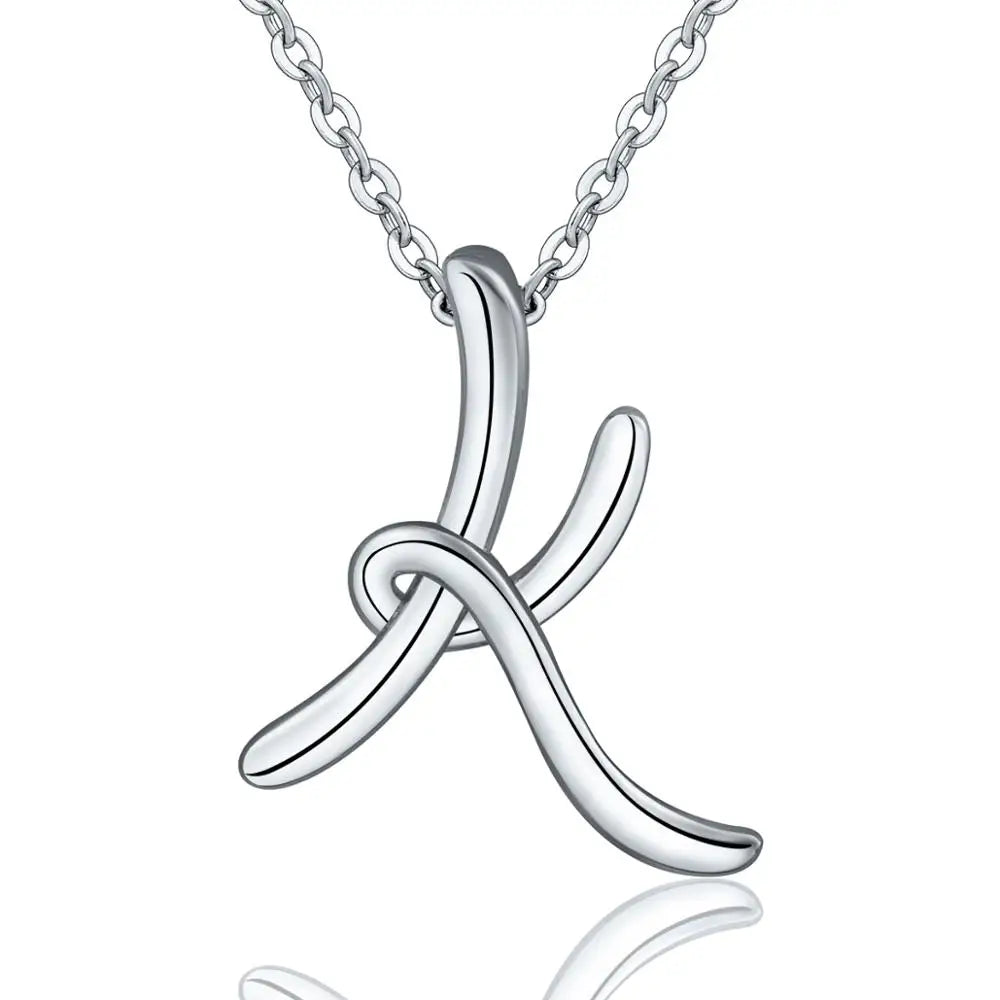 925 Sterling Silver Initial Letter Pendant Necklace