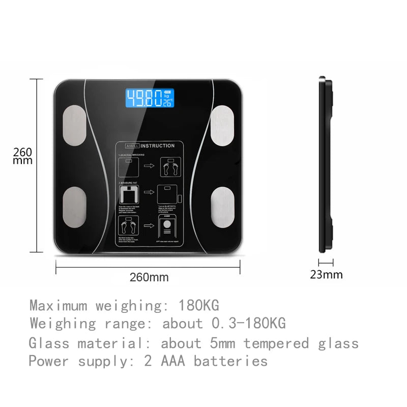 Smart Wireless Digital Body Fat Scale Bluetooth-Compatible Bathroom Weight Analyzer with Smartphone App for Body Composition