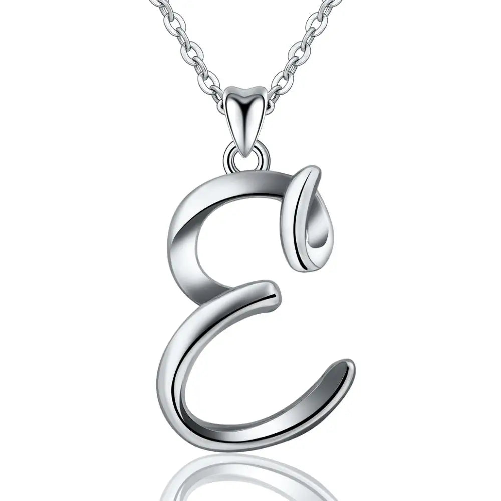 925 Sterling Silver Initial Letter Pendant Necklace