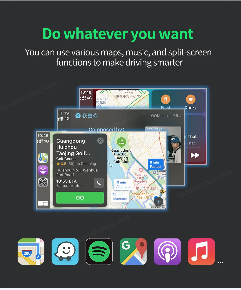 CarlinKit Wred & Wireless Android Auto & CarPlay Dongle Car USB Adapter For Aftermarket Android Car Radio Mirrorlink Split Sceen