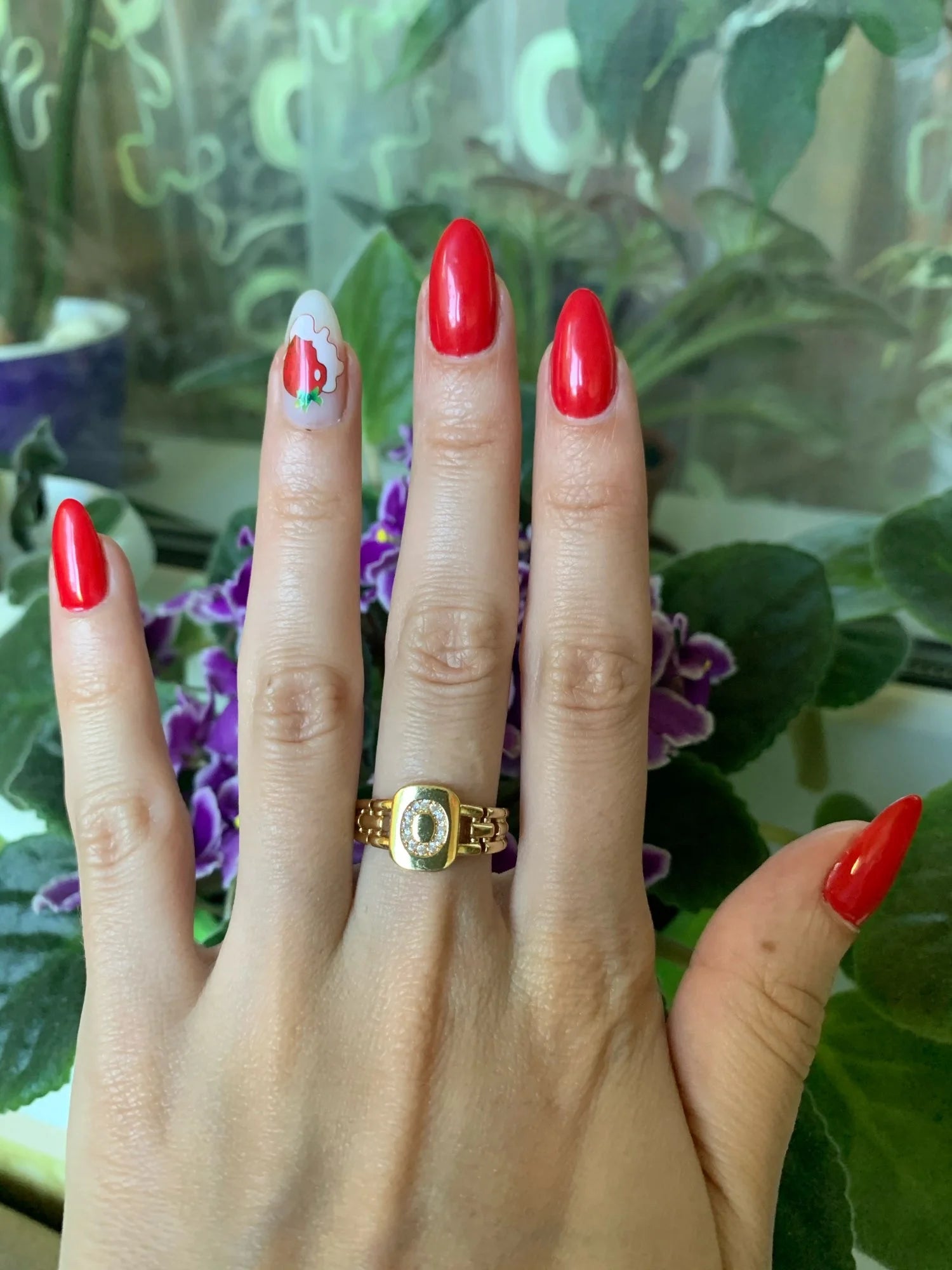 Adjustable 18k Gold Plated Initial Zirconia Letter Ring