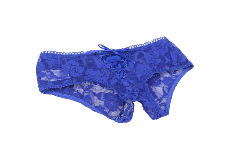 Strappy Crotchless Lace Thong G-String Panties