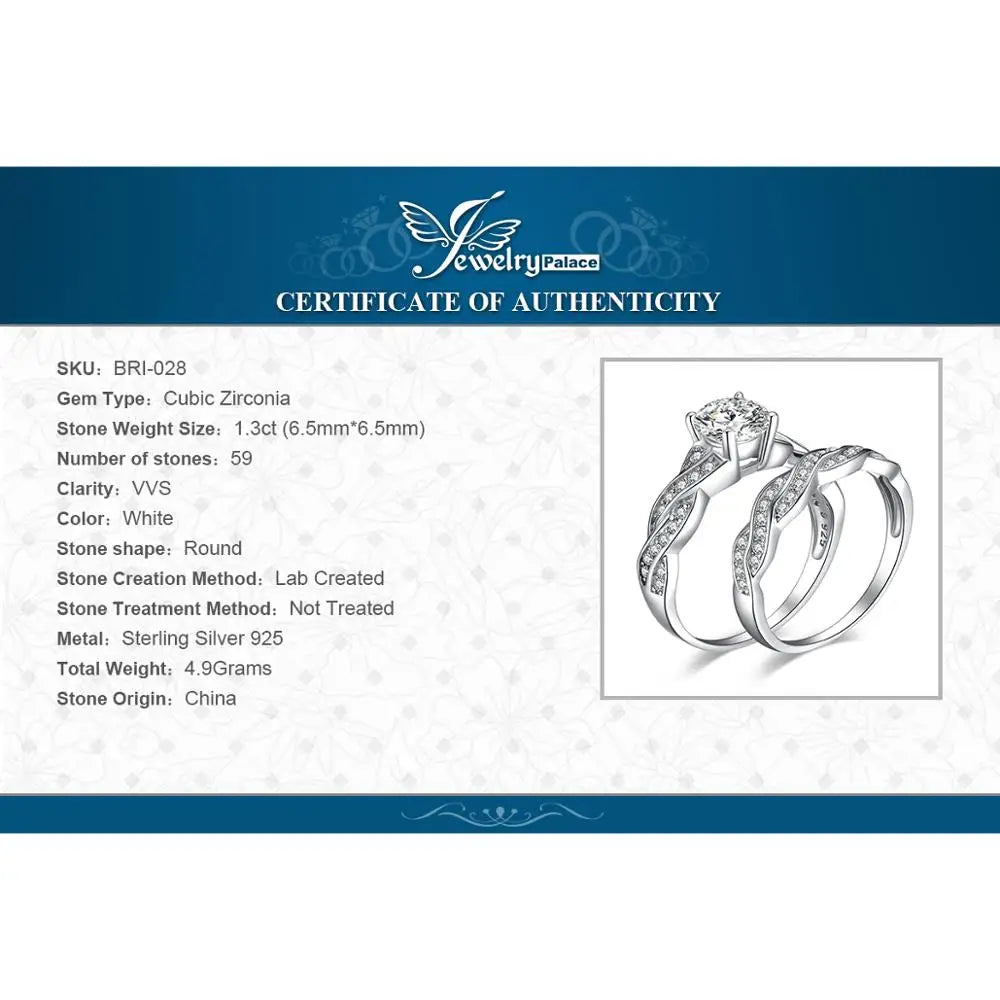 925 Sterling Silver Infinity Round Cut Zirconia Ring Set