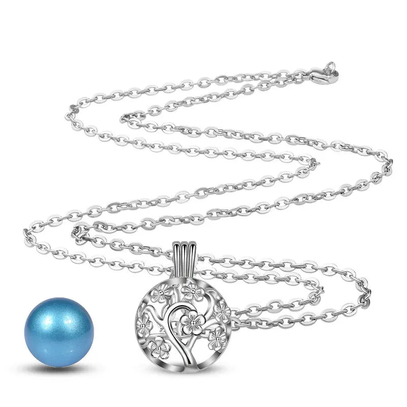 Cherry Blossom Angel Caller Pregnancy Pendant Necklace
