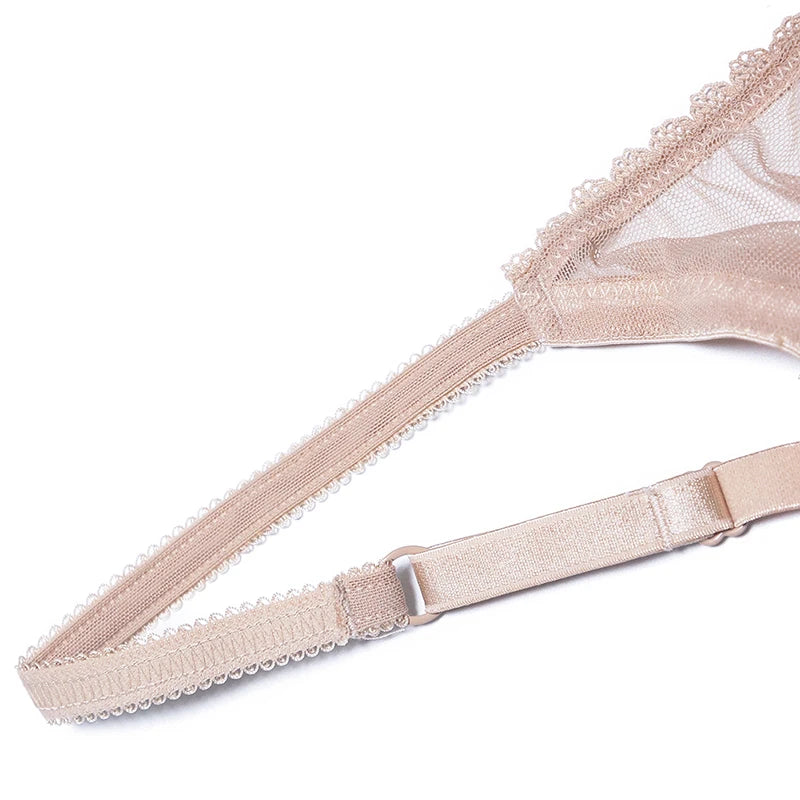 Push Up Lace Transparent Bra and 2-Pack Panties Set