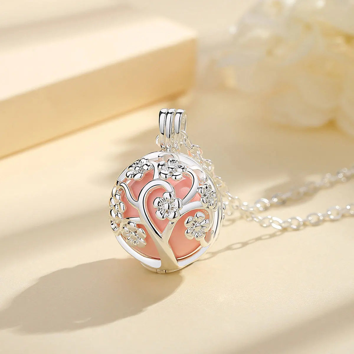 Cherry Blossom Angel Caller Pregnancy Pendant Necklace