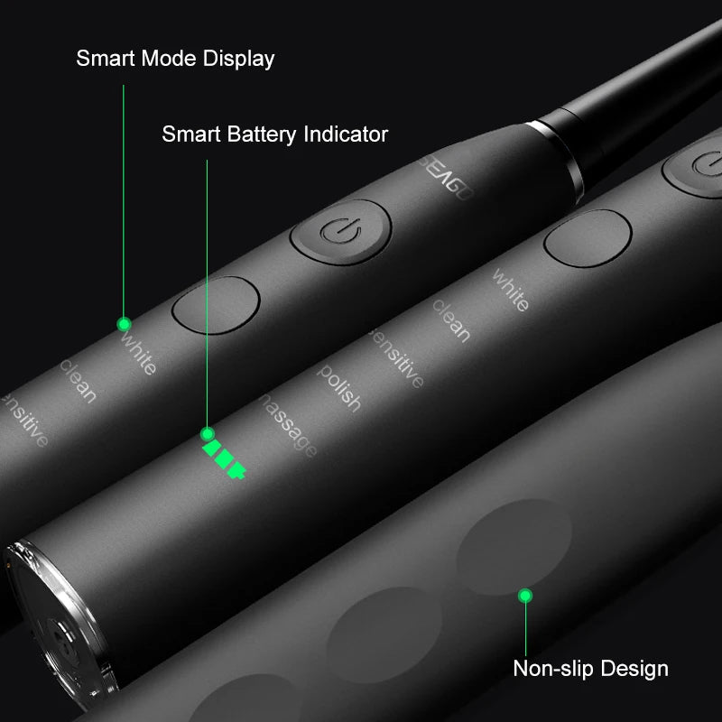 Seago Electric Toothbrush USB Rechargeable Adult 360 Days Long Battery Life IPX7 4 Replacement Heads Travel Box  SG-575