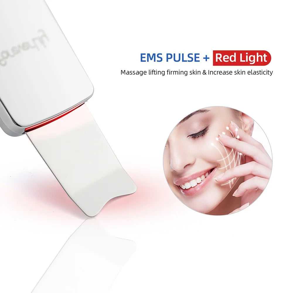 Ultrasound Facial Scrubber Shovel ION LED Light Face EMS Facial Peeling Pore Clean Removal Blackhead Cleansing Skin Care Tool