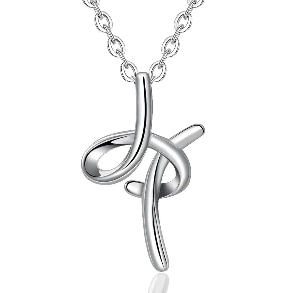 925 Sterling Silver Initial Letter Pendant Necklace