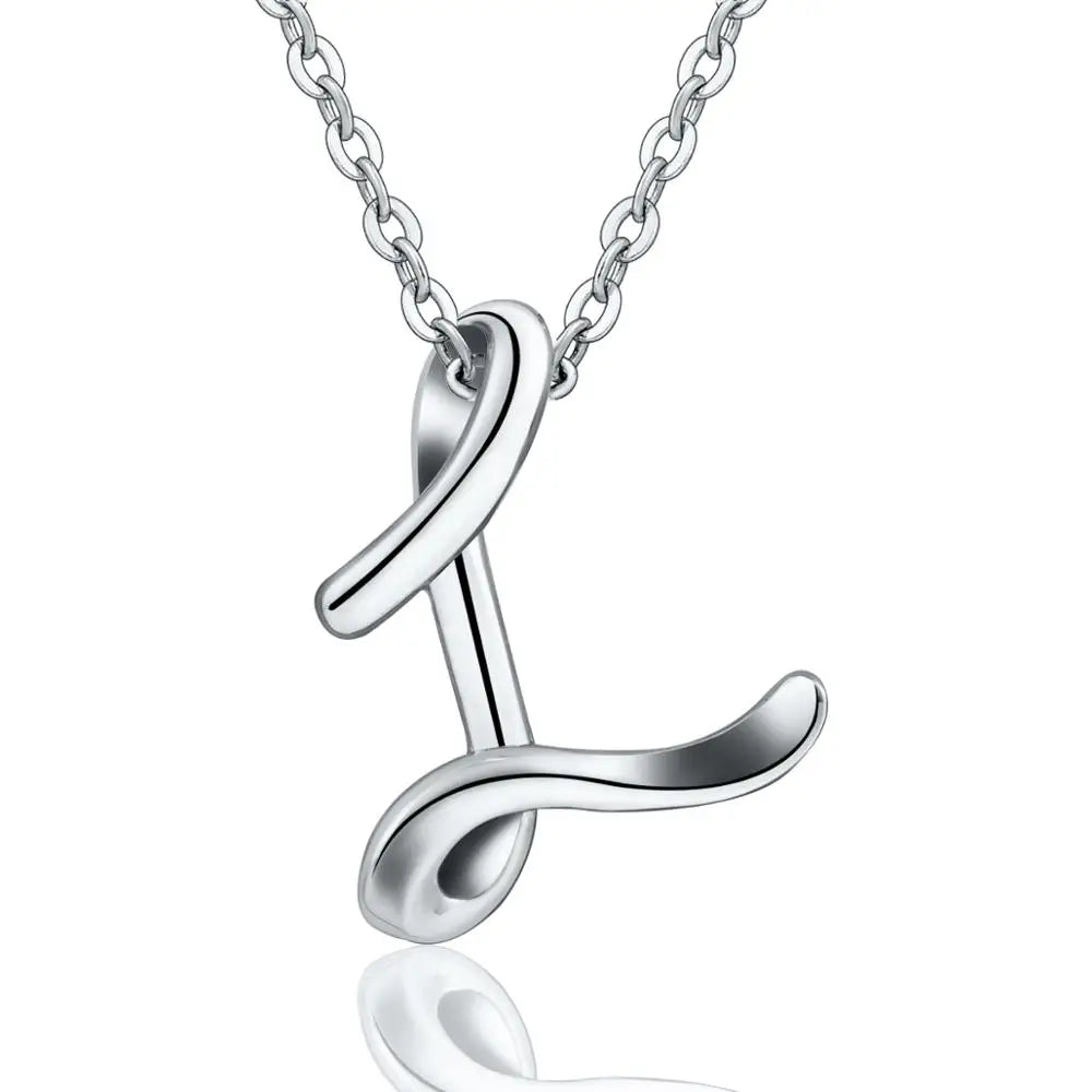 925 Sterling Silver Initial Letter Pendant Necklace
