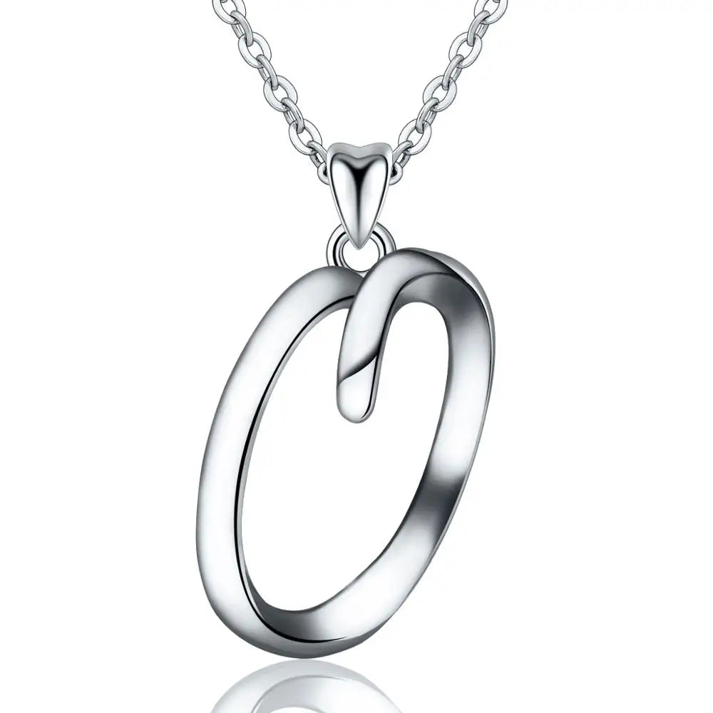 925 Sterling Silver Initial Letter Pendant Necklace