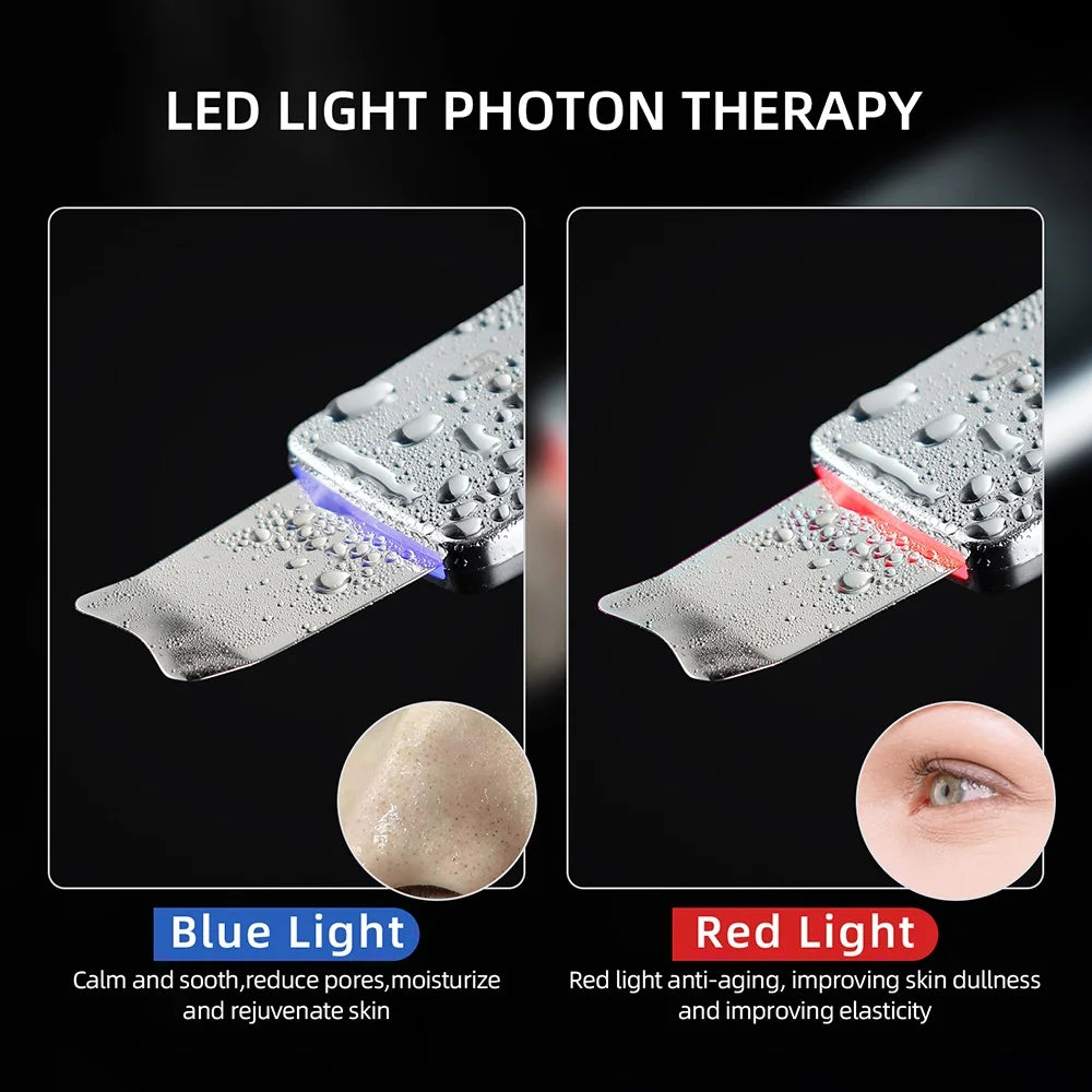 Ultrasound Facial Scrubber Shovel ION LED Light Face EMS Facial Peeling Pore Clean Removal Blackhead Cleansing Skin Care Tool