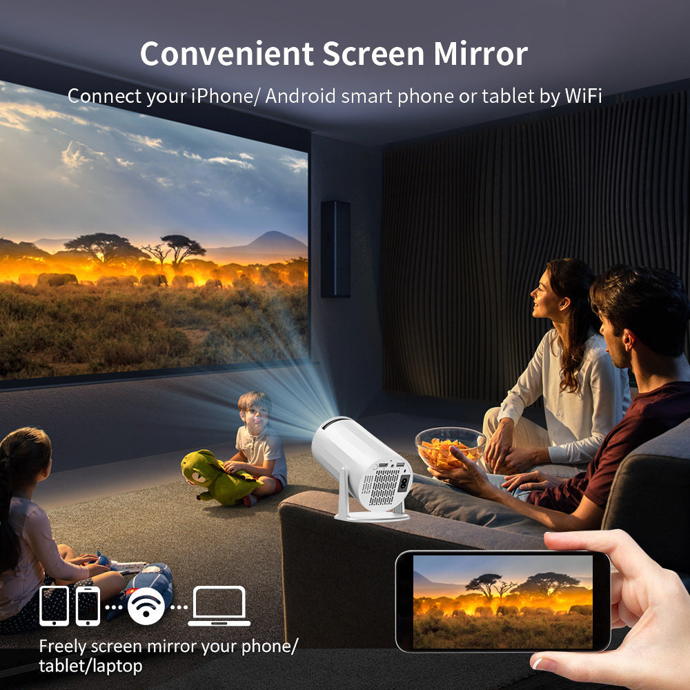Mini Projector 1080P Support 4K, 200ANSI Lumens WiFi 6 Bluetooth Portable Outdoor Projector with HDMI USB Dolby Audio