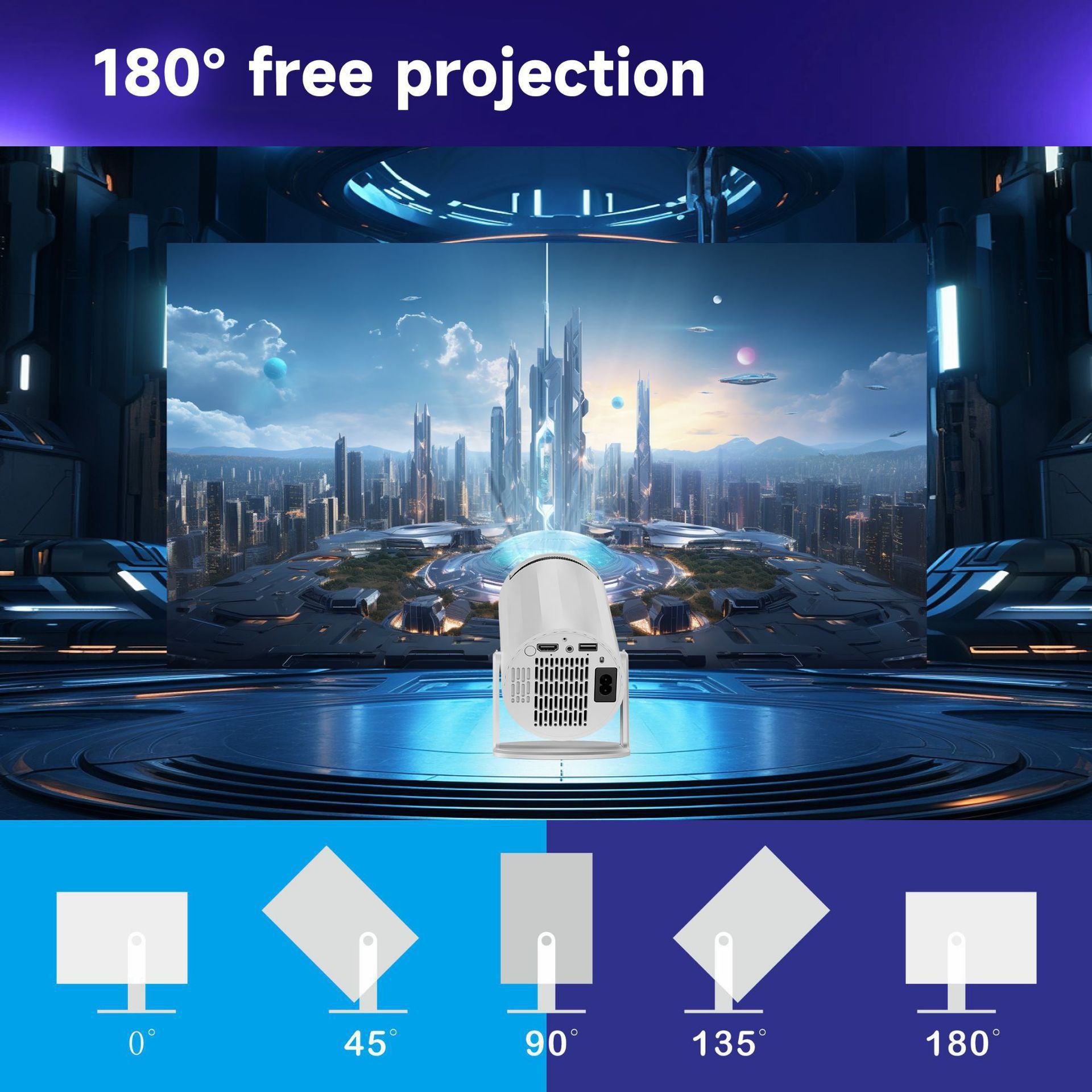 Mini Projector 1080P Support 4K, 200ANSI Lumens WiFi 6 Bluetooth Portable Outdoor Projector with HDMI USB Dolby Audio