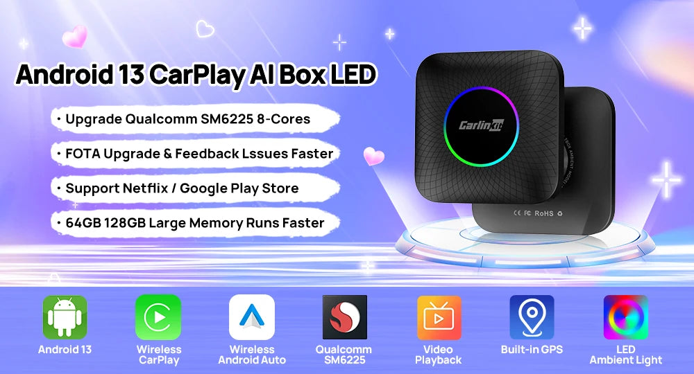 CarlinKit Wred & Wireless Android Auto & CarPlay Dongle Car USB Adapter For Aftermarket Android Car Radio Mirrorlink Split Sceen